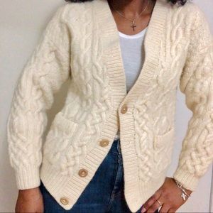 Via Condotti Cable Knitted Cream Cardigan